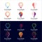 Set of Modern Tech Bulb logo designs concept, Pixel Technology Bulb