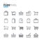 Set of modern thin line pixel perfect icons of shopping, e-commerce