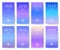 Set of modern user interface, ux, ui screen wallpapers for smart phone. Mobile Application. Ultra violet, purple and