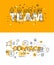 Set of modern vector illustration concepts of words team and contact