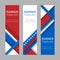 Set of modern vector vertical banners, page headers in colors of the American flag.