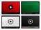 Set Of Modern Video Player. Black, Red, Green Design Template For Web And Mobile Apps Flat Style. Vector Illustration. Isolated On