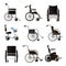 Set of modern wheel chair different type and model