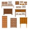 Set of modern wooden furniture for home office or bedroom, living room