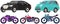 Set of modes of transport and machine. Crossover, hatchback, cabriolet vehicle, motorbike