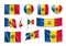 Set Moldova flags, banners, banners, symbols, flat icon