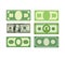 Set Money icon dollars, cash. Various paper money