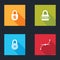 Set Money lock, Password protection, Safe combination wheel and Bezier curve icon. Vector