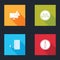 Set Monitor with exclamation mark, Five stars rating review, Server and Information icon. Vector