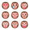 Set of monkey emoticons. Set of Emoji. Isolated vector illustration on white background