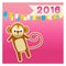 Set monkey new year 2016 joyful pink brown