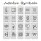 Set of monochrome icons with adinkra symbols