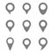 Set of monochrome icons with navigation pins