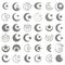 Set of monochrome icons with symbol of islam crescent moon with star