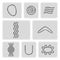 Set of monochrome icons with symbols of Australian aboriginal art