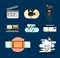 Set with montage icons in flat style. Cinema Movie Icons. Vector illustration design