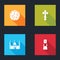 Set Moon, Christian cross, Muslim Mosque and Priest icon. Vector