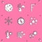 Set Moon, Meteorology thermometer, Fahrenheit, Snowflake, Compass, Water drop, and Wind icon. Vector
