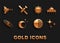 Set Moon and stars, UFO flying spaceship, Falling, Earth structure, Planet, Sun, Ray gun and Satellite icon. Vector