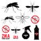 Set of mosquito icons. Zika virus alert.