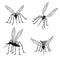 Set of mosquito silhouettes isolated on white background.