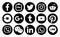 Set of most popular circle black social media icons