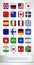 Set of most popular world glossy flags rectangle pins