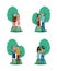 Set of mother father kids and trees vector design