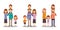 Set of mothers fathers and kids vector design