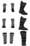 Set of motocross boots different angles view isolated vector illustration