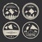 Set of mountain adventure and expedition badges.