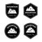 Set of mountain badges. Camping trip, traveling, climbing vector illustration.