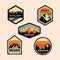 Set Of Mountain Logo Outdoor Adventure, Badges, Banners, Emblem For Mountain, Hiking, Camping, Expedition And Outdoor Adventure. E