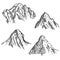 Set of mountain sketches. Design element for emblem, sign, label, poster.