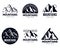 Set of mountains and outdoor adventures logo templates