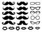 Set of moustaches, glasses and lips