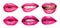 Set of mouths with beautiful make-up on white. Pink lipstick