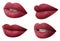 Set of mouths with beautiful makeup on  background. Matte red lipstick