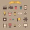 Set of movie design elements and cinema icons in