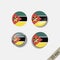 Set of MOZAMBIQUE flags round badges