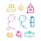 Set of multi colored birthday party icons