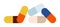 Set of multi-colored capsules, dosage form vector icon flat isolated illustration