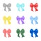 Set of multi-colored festive bows on a white background.