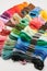 Set of multi-colored floss thread yarn, all for cross stitching and embroidery