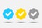 A set of multi-colored icons - checkmarks for checking a profile. Profile verification checkmark icons. Blue, gold and gray icon.