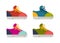 Set of multi-colored modern youth sneakers. Vector illustration flat style