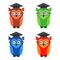 set of multi-colored smart owls with glasses.