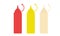 Set of multicolor sauce bottle clipart vector illustration. Red, yellow, mayo sauce bottle flat vector design. Sauce bottles icon