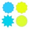 Set of multicolor starburst stamps on white background. Badges and labels various shapes. Vector illustration