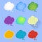 Set of multicolor vector illustration of thought